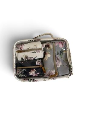 Indigo Floral Trio Cosmetic Case - Clear